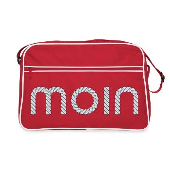 Moin Schriftzug - Retro Tasche - Rot/Weiß - Vorne