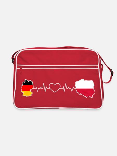 Le battement de cœur de l’Allemagne et de la Pologne - Sac Retro - rouge/blanc - Devant
