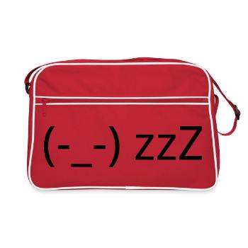 Sleeping Emote (-_-) zzZ Tired Kaomoji - Retro Bag - red/white - Front