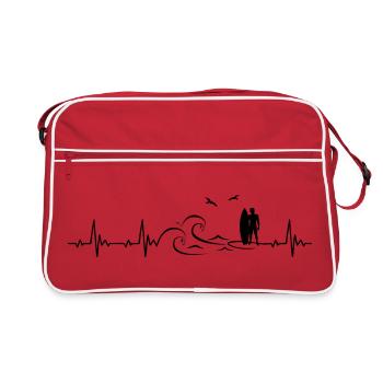 Surfeur Heartbeat Fréquence Puls ECG - Sac Retro - rouge/blanc - Devant