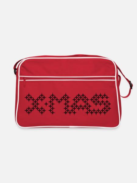 Icône de Noël Pixel icône Neige Motif de neige - Sac Retro - rouge/blanc - Devant
