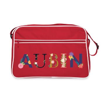Nom AUBIN Décoré de Fleurs - Sac Retro - rouge/blanc - Devant