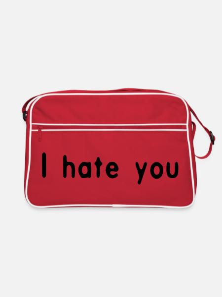 I hate you Black by Falsches Design - Retro Tasche - Rot/Weiß - Vorne