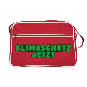 Klimaschutz jetzt - Retro Tasche - Rot/Weiß - Vorne