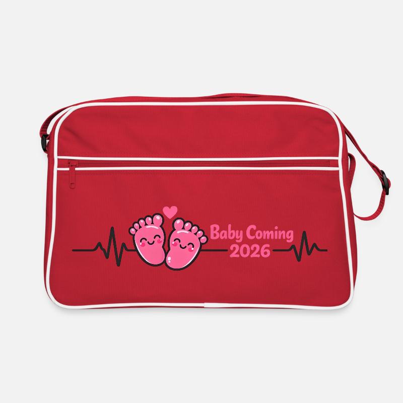 Mama 2026 Herzschlag Werdende Mutter 2026 Retro Tasche