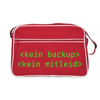 Kein Backup Kein Mitleid IT-Berater Admin - Retro Tasche - Rot/Weiß - Vorne