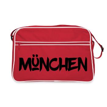 München - Bayern - Isar - Frauenkirche - Prater - Retro Tasche - Rot/Weiß - Vorne