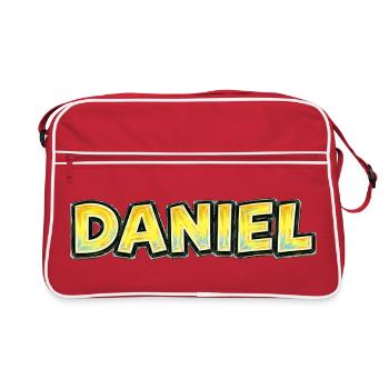 Daniel – Handgezeichnete Typografie - Retro Tasche - Rot/Weiß - Vorne