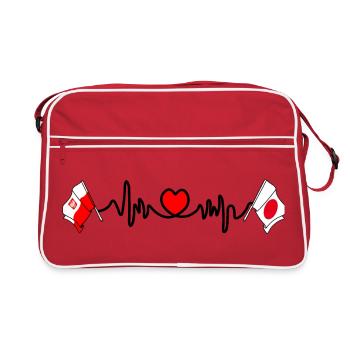Cardio cardiaque Drapeau Pologne, drapeau Japon - Sac Retro - rouge/blanc - Devant