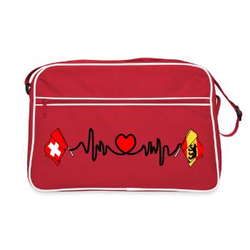 Cardio-Herz Flagge Schweiz, Flagge Bern - Retro Tasche - Rot/Weiß - Vorne