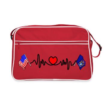 Cardio heart avec drapeau des États-Unis et drapeau du Michigan - Sac Retro - rouge/blanc - Devant
