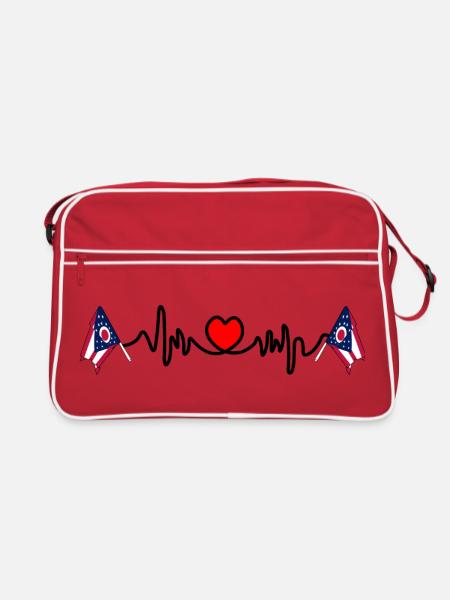 Herzfrequenz-Cardio für Ohio - Retro Tasche - Rot/Weiß - Vorne