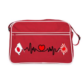 Fréquence cardiaque avec le Japon et le soleil levant - Sac Retro - rouge/blanc - Devant