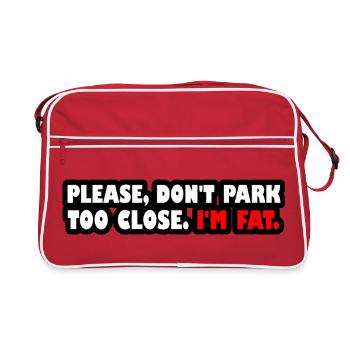 Bitte parken Sie nicht zu nah. Ich bin fett. (weiß-rot) - Retro Tasche - Rot/Weiß - Vorne