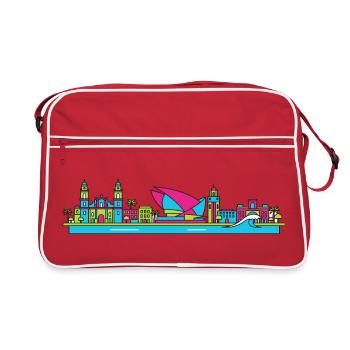Las Palmas City Skyline Gran Canaria Line Art - Retro Bag - red/white - Front