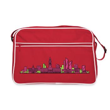 Lille City Skyline Glockenturm Moderne Linienkunst - Retro Tasche - Rot/Weiß - Vorne