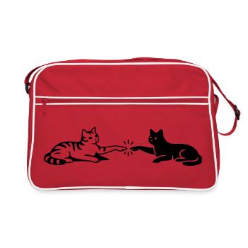 Cats Touch Paws Michelangelo - Retro Bag - red/white - Front