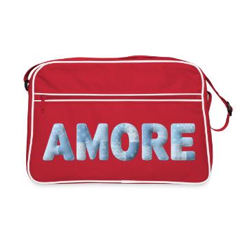 Amore Lettering Patchwork Design Blue - Retro Bag - red/white - Front