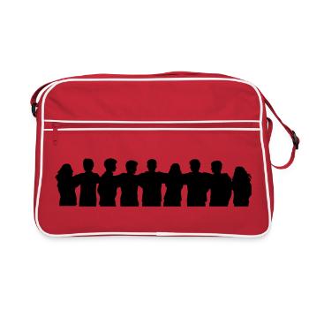People Group Silhouette Friends Team Together - Retro Bag - red/white - Front