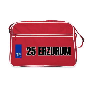 25 Erzurum Kennzeichen | Türkisches Kennzeichen - Retro Tasche - Rot/Weiß - Vorne