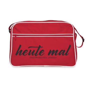 Heute mal überraschen lassen – Minimal Typografie - Retro Tasche - Rot/Weiß - Vorne