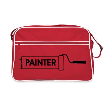 Rouleau de peinture transparent avec texte 'PAINTER' - Sac Retro - rouge/blanc - Devant