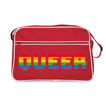 Regenbogen queer LGBT CSD Shirt lgbtqi queer - Retro Tasche - Rot/Weiß - Vorne