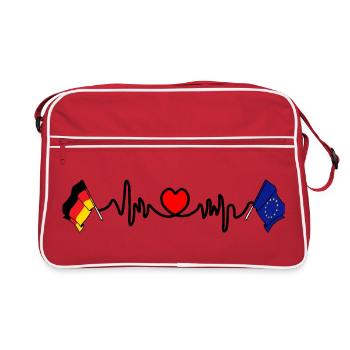 Cardio coeur avec drapeau de l’Allemagne et drapeau de l’Europe - Sac Retro - rouge/blanc - Devant
