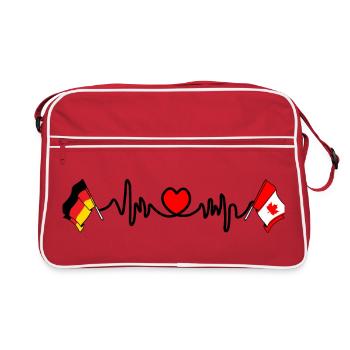 Cardio coeur avec drapeau de l’Allemagne et drapeau du Canada - Sac Retro - rouge/blanc - Devant