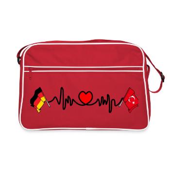 Cardio coeur avec drapeau Allemagne et drapeau Turquie - Sac Retro - rouge/blanc - Devant