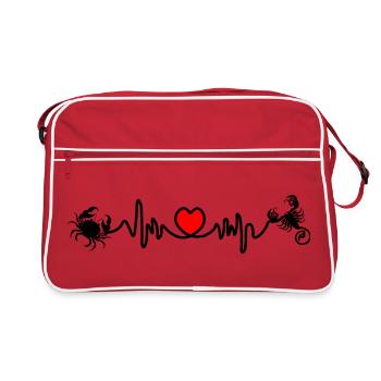 Herzfrequenz Kardio Krebs Skorpion - Retro Tasche - Rot/Weiß - Vorne