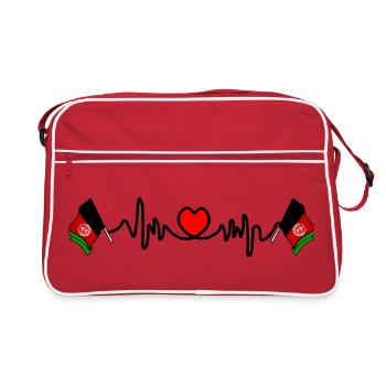 Cardio de fréquence cardiaque pour l’Afghanistan - Sac Retro - rouge/blanc - Devant