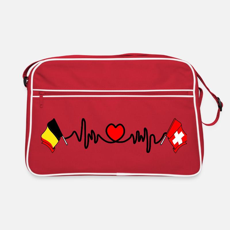 Cardio heart Drapeau Belgique, drapeau Suisse Sac Retro