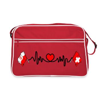 Cardio heart Drapeau Pologne, drapeau Suisse - Sac Retro - rouge/blanc - Devant