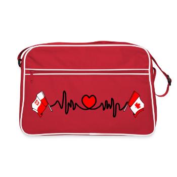 Cardio heart Drapeau Pologne, drapeau Canada - Sac Retro - rouge/blanc - Devant