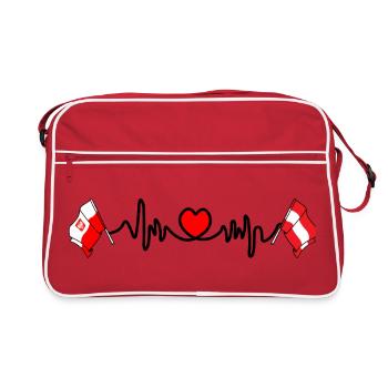 Cardio heart Drapeau Pologne, drapeau Autriche - Sac Retro - rouge/blanc - Devant