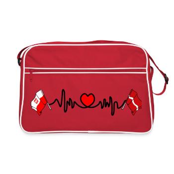 Cardio Heart avec drapeau Pologne, Lettonie - Sac Retro - rouge/blanc - Devant