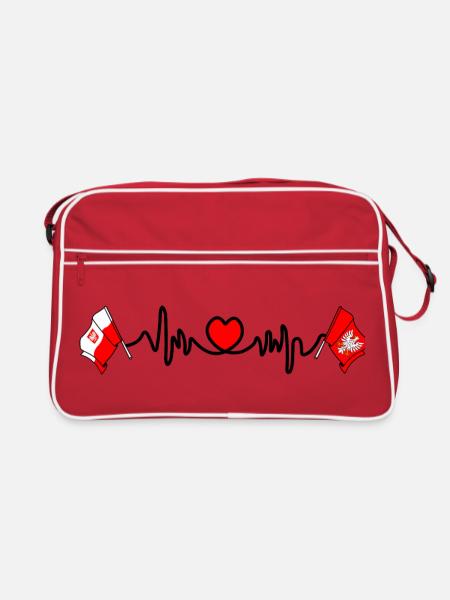 Cardio cardiaque Drapeau Pologne, Mazovie - Sac Retro - rouge/blanc - Devant