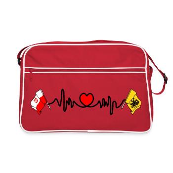 Cardio cardiaque avec drapeau Pologne, Poméranie - Sac Retro - rouge/blanc - Devant