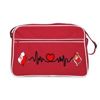 Cardio cœur Drapeau Pologne, Warmie Mazurie - Sac Retro - rouge/blanc - Devant