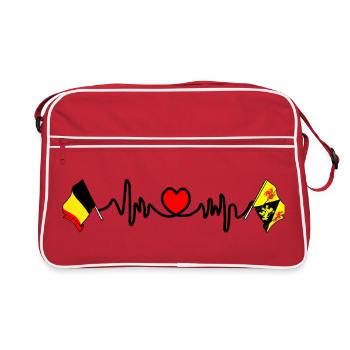 Cardio coeur Drapeau Belgique et drapeau Brabant wallon - Sac Retro - rouge/blanc - Devant