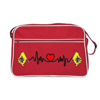 Cardio de fréquence cardiaque pour la Flandre, Belgique - Sac Retro - rouge/blanc - Devant