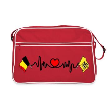 Cardio heart Drapeau de la Belgique, drapeau des Flandres - Sac Retro - rouge/blanc - Devant