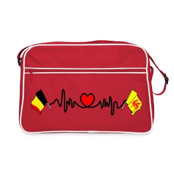 Cardio cœur Drapeau de la Belgique, drapeau de la Wallonie - Sac Retro - rouge/blanc - Devant
