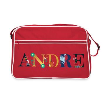 ANDRE Nom Orné de Fleurs - Sac Retro - rouge/blanc - Devant