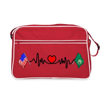 Cardio heart avec drapeau des États-Unis et drapeau de Washington - Sac Retro - rouge/blanc - Devant