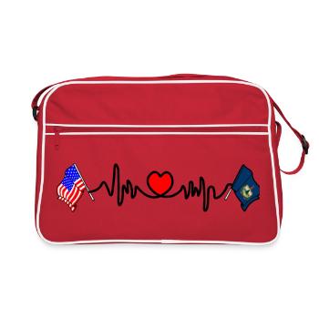 Cardio cardiaque avec drapeau des États-Unis et drapeau du Vermont - Sac Retro - rouge/blanc - Devant