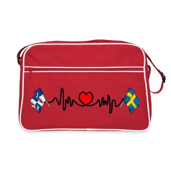 Ligne de fréquence cardiaque Norrbotten et Suède - Sac Retro - rouge/blanc - Devant