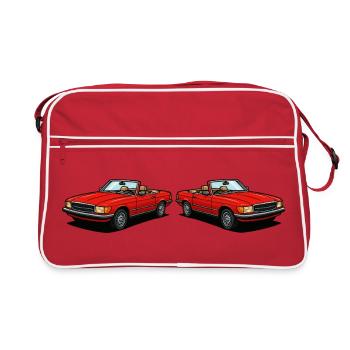 Rotes Cabrio-Duo: Klassische Zweisitzer - Retro Tasche - Rot/Weiß - Vorne