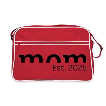 Mom Est. 2025 - Geschenk für werdende Mütter - Retro Tasche - Rot/Weiß - Vorne